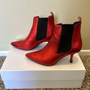 Anine Bing Stevie Red Metallic Booties sz 37
